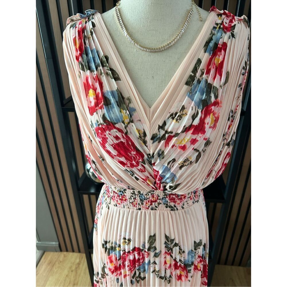 White House black market pink flower summer dress low too high size 0 - Picture 2 of 6